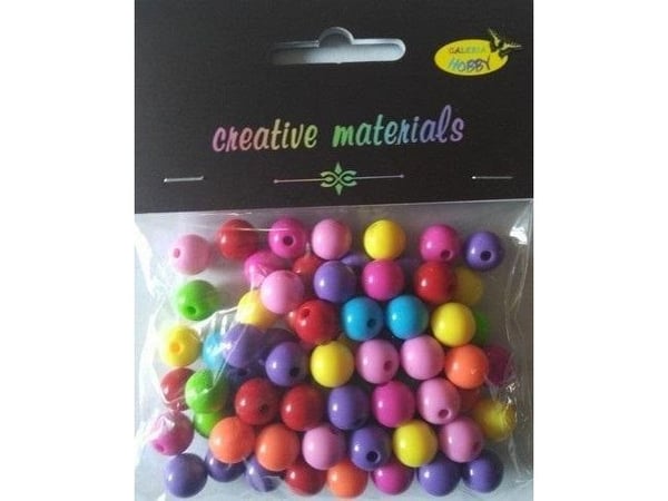 Slowmoose runde fargerike perler 10 mm ca. 40 g