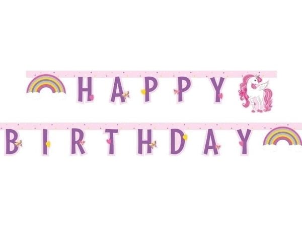 Regnbue Enhjøring banner Happy Birthday