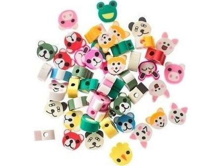 Dekoria polymerperler fargerike dyrefigurer 1 cm 48 stk