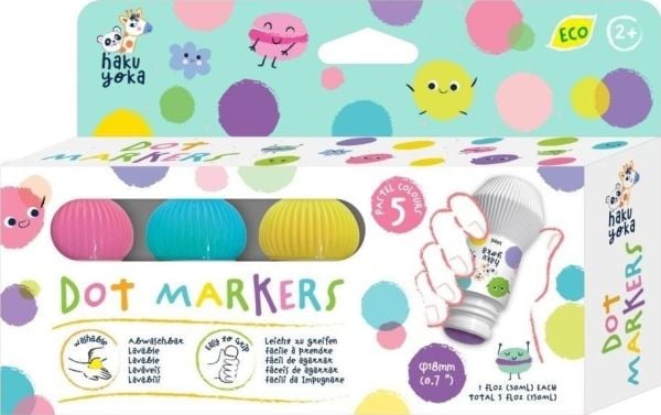 Dot pastel markers 5 colors