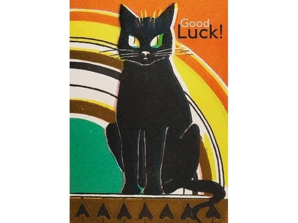 B6 notatbok med konvolutt Svart katt Good Luck Vintage