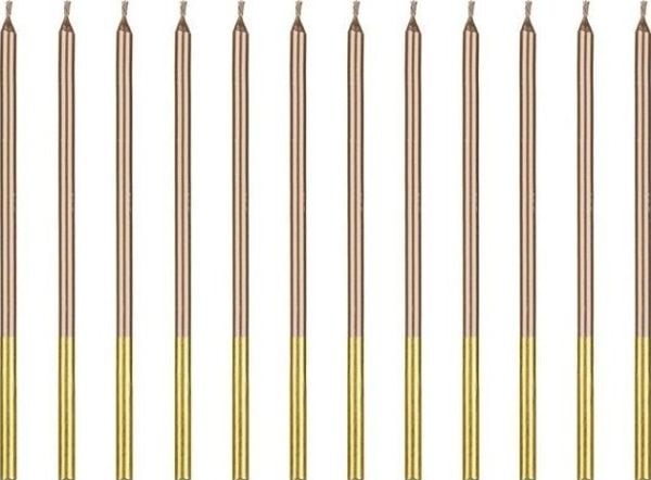 PartyDeco SCD-4-019R, Stearinlys, Gull, Rosa, 12 stykker