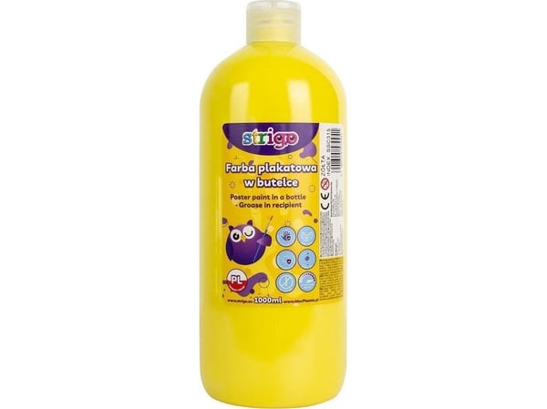 Affischfärg i flaska 1000 ml gul STRIGO
