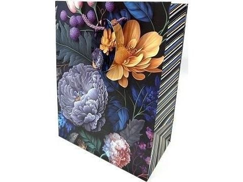 Fresh dekorativ gavepose matt 18x23x10cm mørke blomster