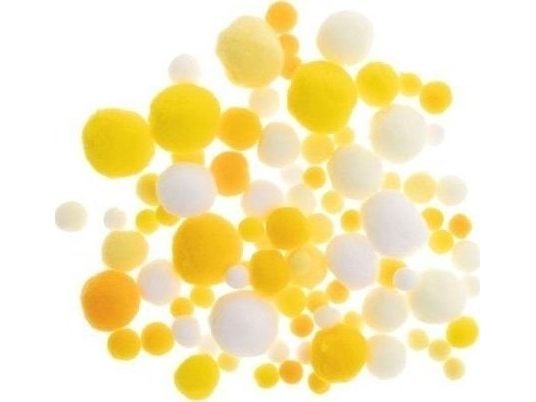 BREWIS pomponger hvite og gule toner 20 g