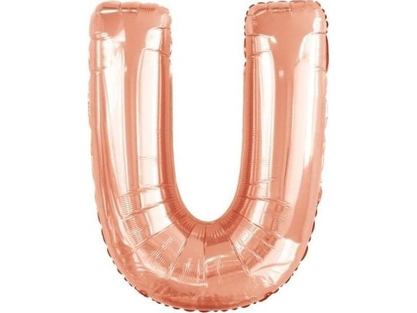 Folieballong bokstav U rosa gull 65,5x86cm