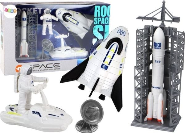LeanToys Romoppdrag sett Kosmos: rakett, astronaut, romskip – 5 deler