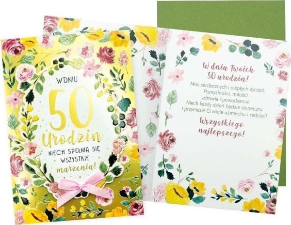 Kort B6 Bursdag 50 (blomster)