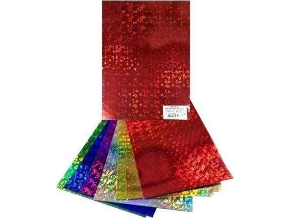 Holografisk farget papp 25x35 cm 8 ark
