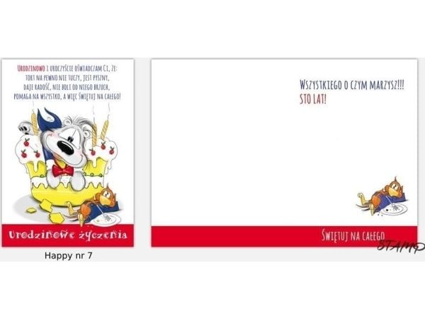 Stamp gratulasjonskort Happy B6 + konvolutt mønster nr 07 Bursdag