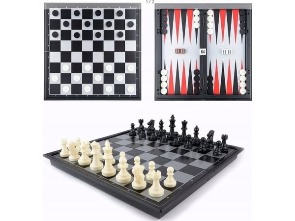 Shakki 3in1 magneetti.classic 25x25cm WKGRA-6 17899