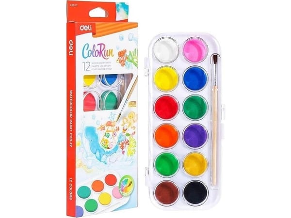 ColoRun akvarellivärit 12 väriä DELI