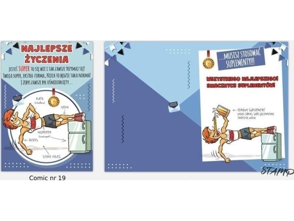 Stamp kort/karnett Comic B6 + konvolutt mønster nr. 19 Bursdag