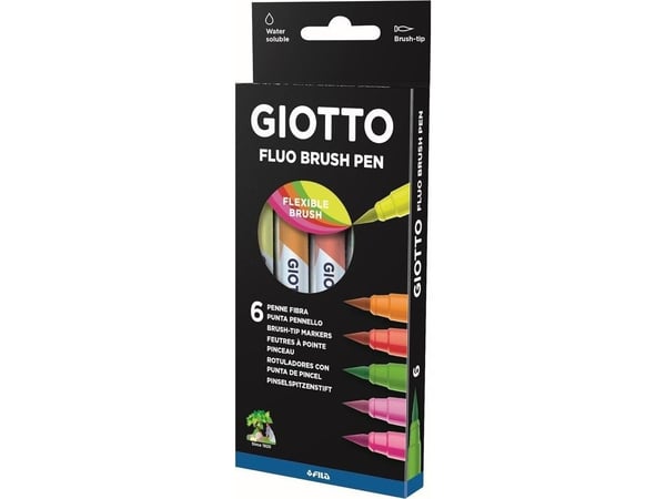 Fluo Brush Pen 6 väriä