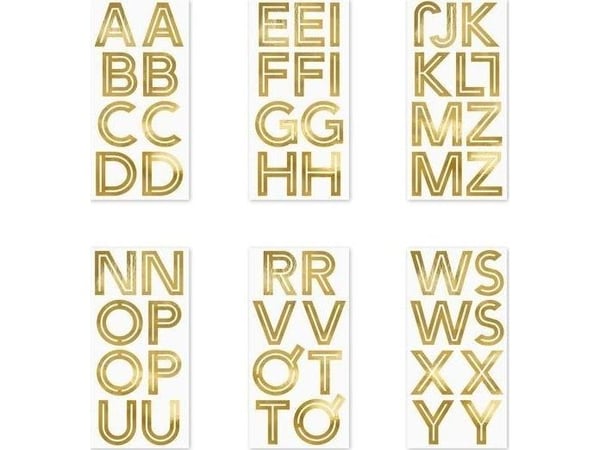 Guld bogstav stickers