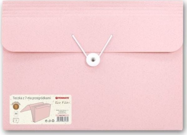 Mappe/perm med 7 A4-poser rosa PENMATE