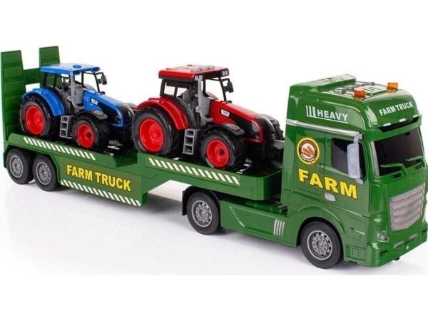 LeanToys tilhenger/transportbil med traktorer med lys og lyd