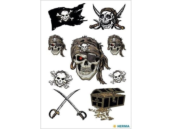 HERMA 15633, Musta, Tummanharmaa, Harmaa, Valkoinen, Keltainen, 9 kpl, Pirate, Saksa