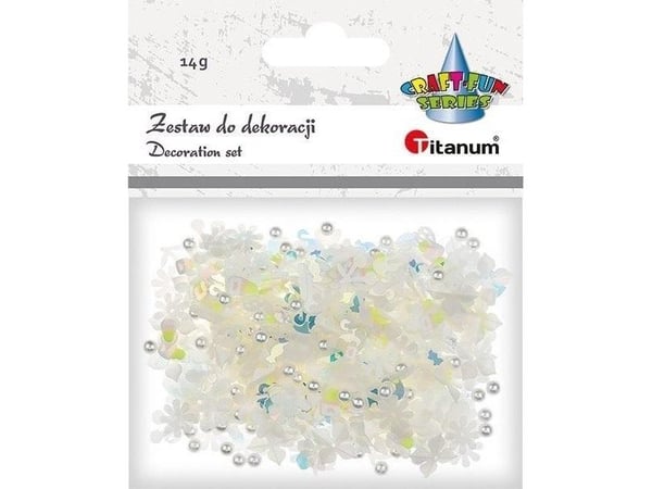 Titanum perlesett med paljetter hvite 14 g mix