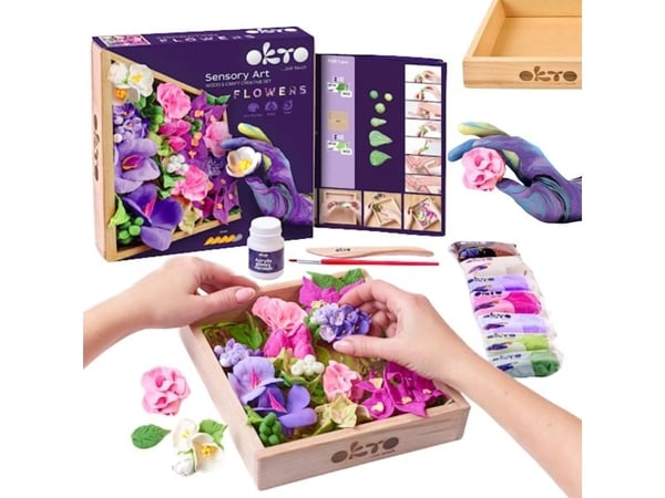 Okto kreativt kunstsett lag egne blomster plantekasse 3D DIY