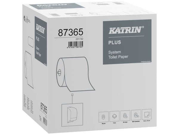 Toiletpapir, Katrin Plus, 2-lags, 85,5m x 10cm , Ø13,5cm, hvid - (36 stk.)