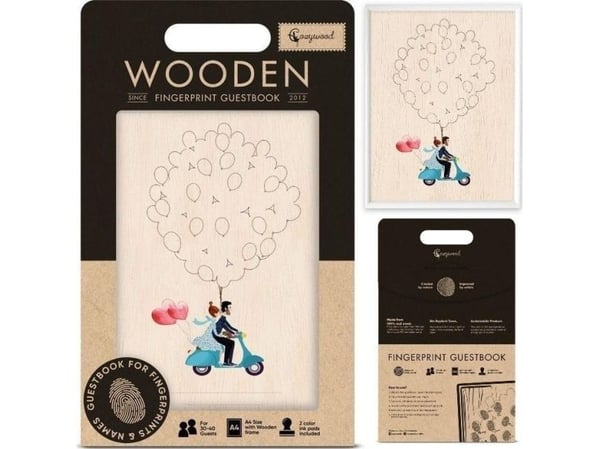 Cozywood gjestebok for fingeravtrykk Slub Scooter