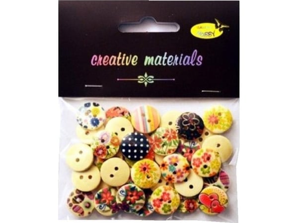 TIP-TOP treknapper krem med blomstertrykk 15 mm 15 g