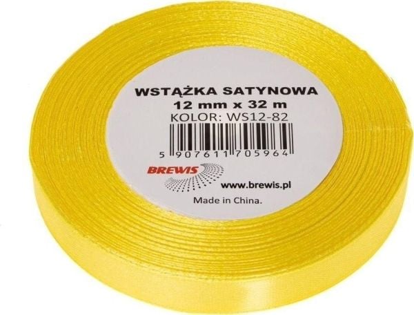 BREWIS satengbånd kanarigult 12 mm x 32 m