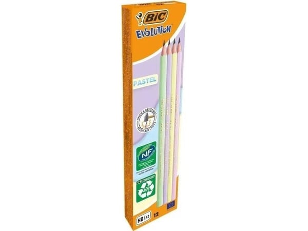 BIC Evolution, 2HB, Grønn, Rosa, Lilla, Gult, Sekskantet, 16 mm, 177 mm, Boks