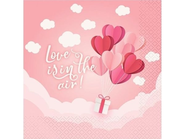 GoDan servietter Love rosa 33x33 cm 20 stk