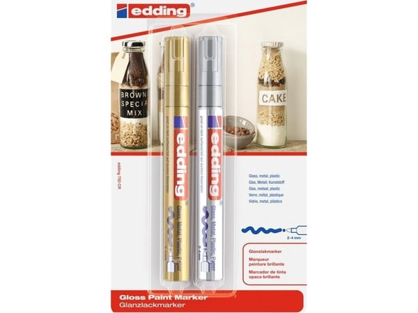 edding 750 paint - Markør - permanent - sølv, gull - fargeblekk - 2-4 mm (en pakke 2)