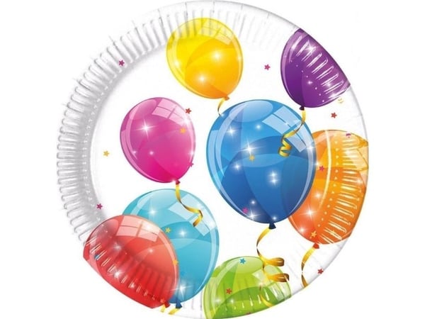 GoDan papptallrikar med färgglada ballonger 23 cm