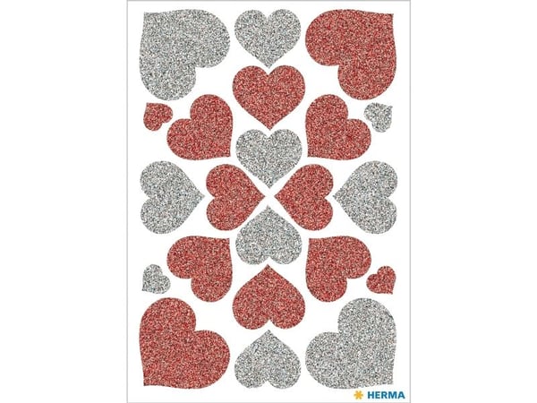 HERMA 6387, papper, Röd, Silver, Permanent, Pojke/flicka, Love, Alla hjärtans dag