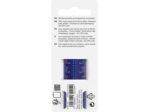 Faber-Castell 172115, Vanlig linjal, Assorterte farger, cm, MM Fiber, 150 mm, 1 stykker