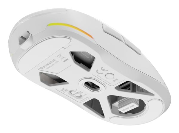 Genesis Zircon 660 Pro - Mus - optisk - 6 knapper - kablet, trådløs - USB-C, 2.4 GHz, USB-A, Bluetooth 5.0 - USB trådløs mottaker - hvit