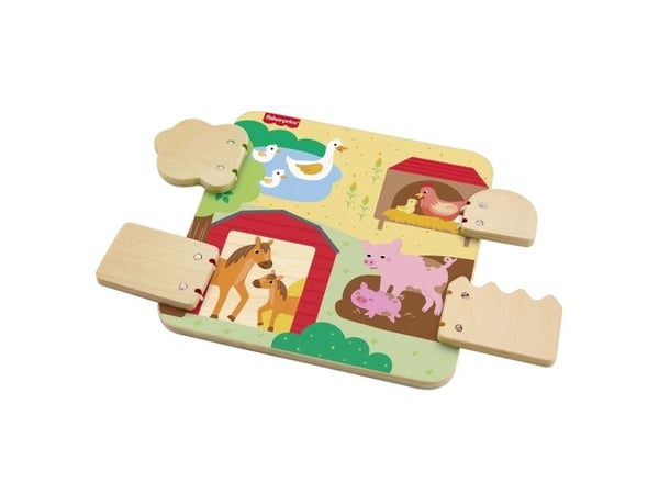 Fisher Price Wood Farm Animals Busy Board CDU