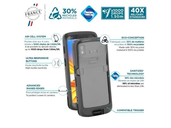 Mobilis PROTECH - Baksidedeksel for datafangstterminal - robust - trigger compatible - svart - for Zebra HC20, HC50, TC22, TC27