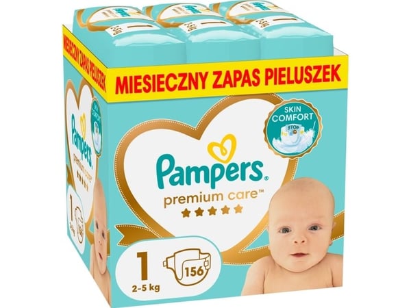 Pampers Premium Care Tape-bleier, 1 størrelse, 156 bleier, 2-5 kg