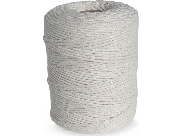 Shan bomullssnor til makrame 2 mm 250 g hvit