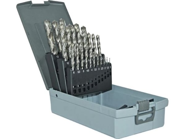 Wiertło Tivoli metallborsett 1-13 mm, HSS, 118°, "Split point", slipt, 25 stk/sett, T-Line