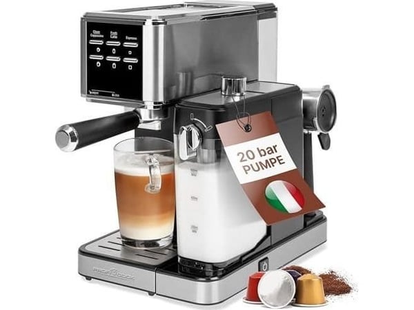 ProfiCook PC-ES-KA 1265, Espressomaskin, 1 l, Malt kaffe, 1360 W, Rustfritt stål