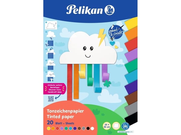 Pelikan konstruksjonspapirblokk TZPB, 20 ark, 23x33cm, regnbue