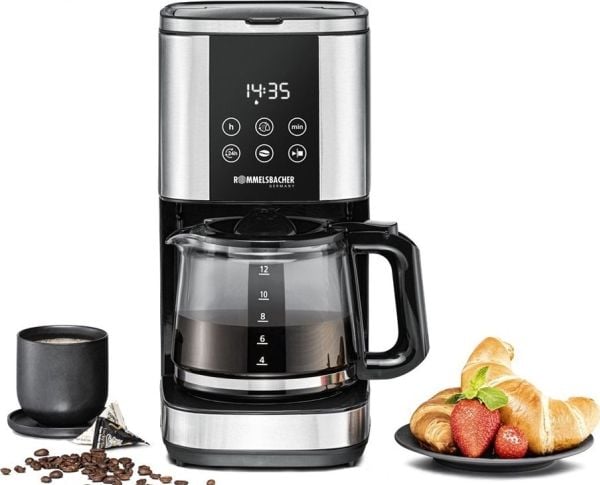 Rommelsbacher FKM 1000, Droppande kaffebryggare, 1,5 l, Malat kaffe, 1000 W, Svart, Rostfritt stål