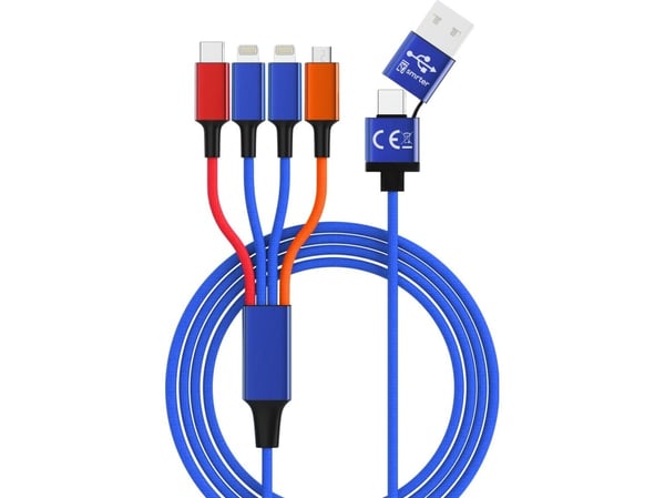USB-kabel Smrter USB-A + USB-C - USB-C + microUSB + 2x Lightning 1,2 m blå (SMRTER_ELITE_L_MIX)