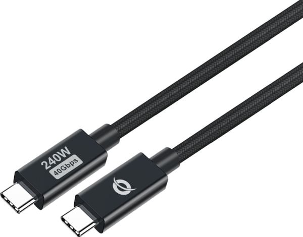 Conceptronic ETTA04B12, 1,2 m, USB C, USB C, USB4 Gen 3x2, 40000 Mbit/s, musta