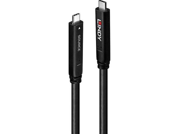 Lindy 43399, 15 m, USB C, USB C, USB 3.2 Gen 1 (3.1 Gen 1), 5 Gbit/s, Svart