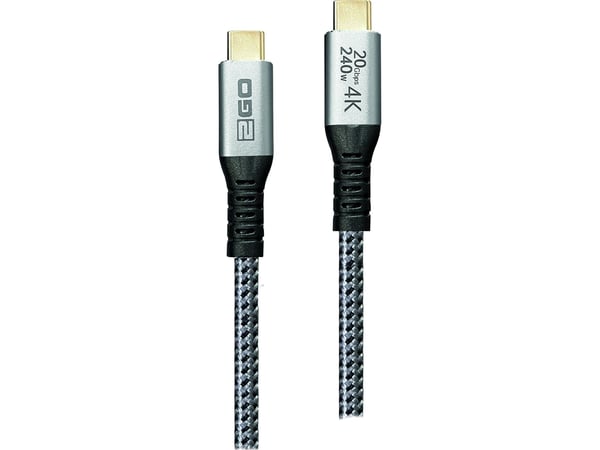2GO 797514, 1,2 m, USB C, USB C, USB 3.2 Gen 2x2, 20 Gbit/s, Sort, Sølv