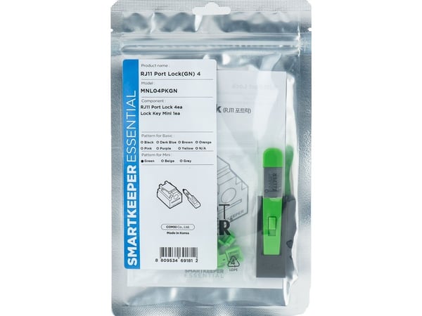 Smartkeeper MNL04PKGN, Portblokkering + nøkkel, RJ-11, Grønn, Plast, 1 stykker, Polybag