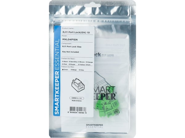 Smartkeeper MNL04P1GN, Portblokker, RJ-11, Grønn, 1 stykker, Polybag, 130 mm