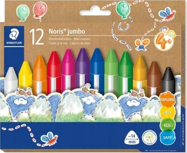 Staedtler Crayons, 12 stykker, Assorterte farger, Flerfarget, Trekant, Voks, 1,4 cm